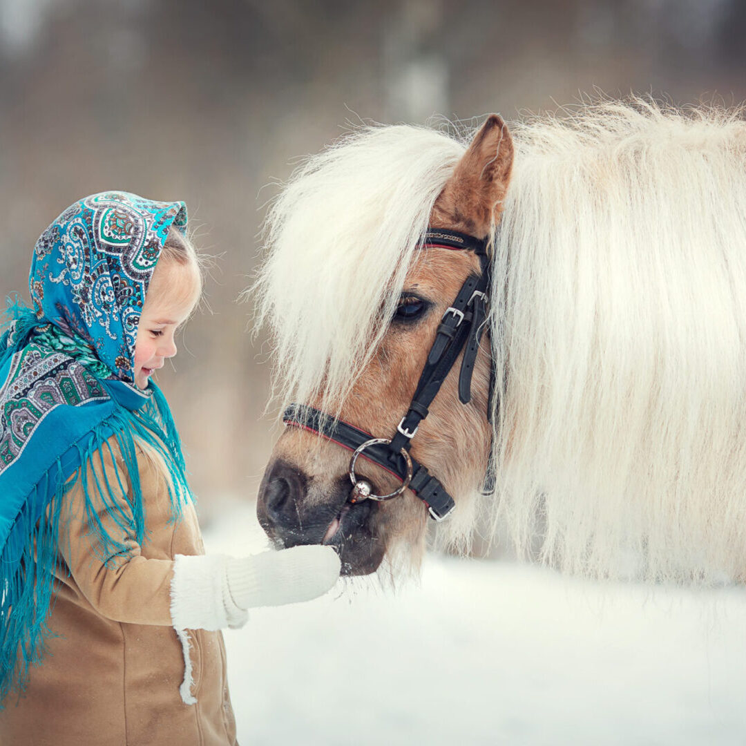 Russian,Style.,Beautiful,Little,Girl,In,Blue,Pavloposad,Shawl,Is